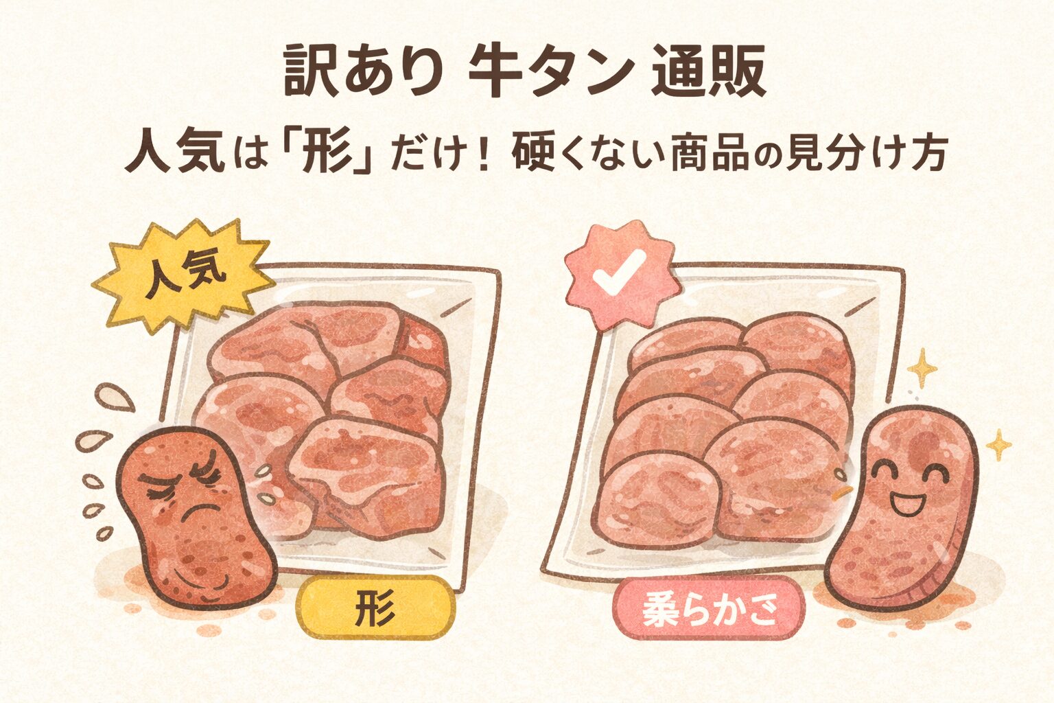 訳あり 牛タン 通販 人気は「形」だけ！硬くない商品の見分け方